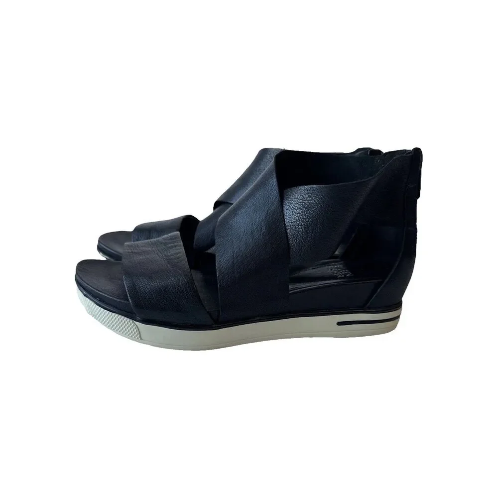 Eileen Fisher Womens Sport Sandal Sz 7 Black Tumbled Leather - Picture 8 of 14